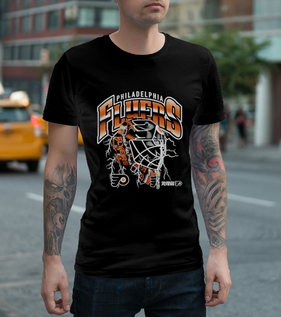 Philadelphia Flyers Crease Lightning Hockey Mask T-Shirt