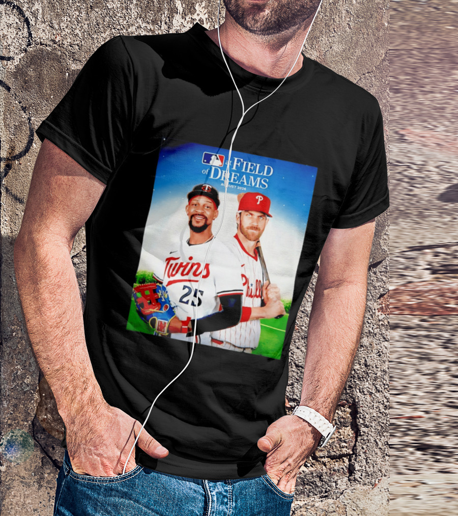Twins Buxton Vs Phillies Harper MLB At Field Of Dreams August 2026 T-Shirt