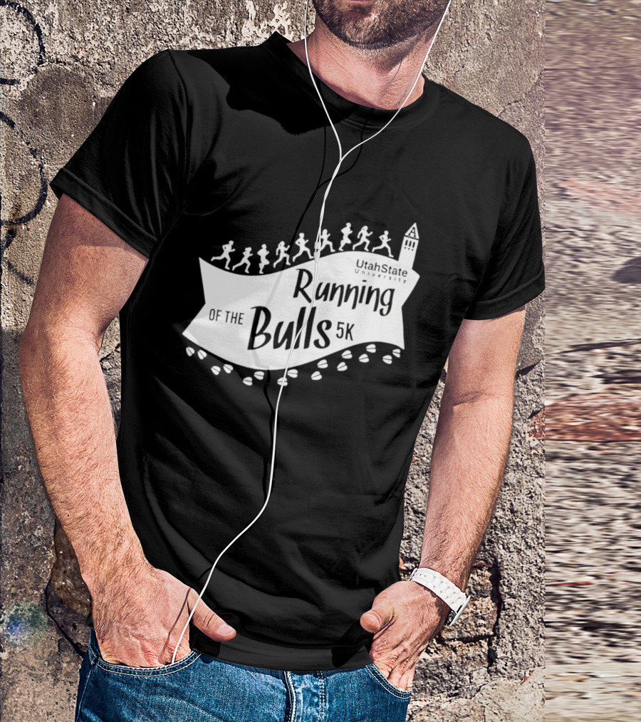 Utah State Running Of The Bulls 5K Event With Runners And Tower T-Shirt