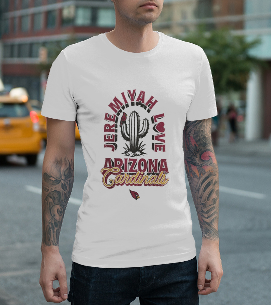 Arizona Cardinals Jeremiyah Love Cactus And Bird T-Shirt