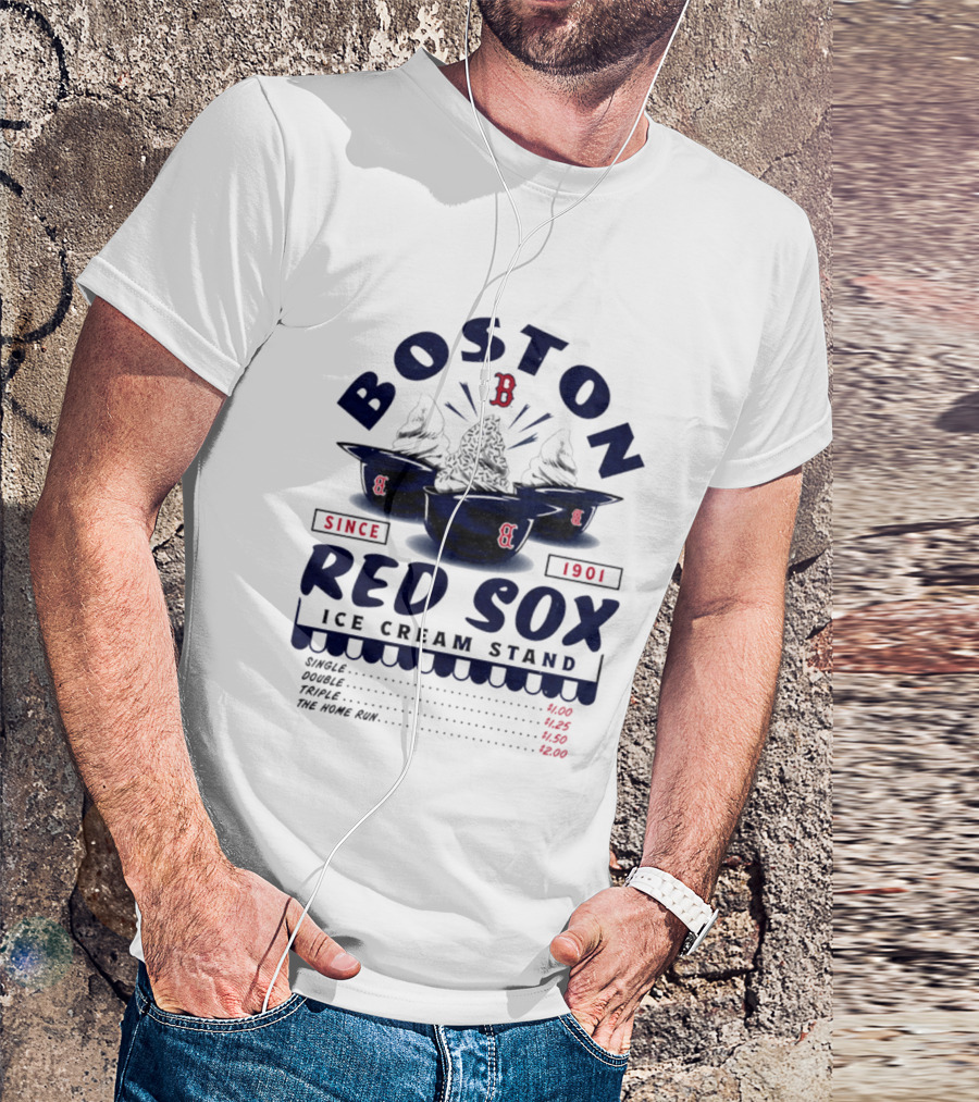 Boston Red Sox Ice Cream Stand Since 1901 Single Double Triple Home Run T-Shirt