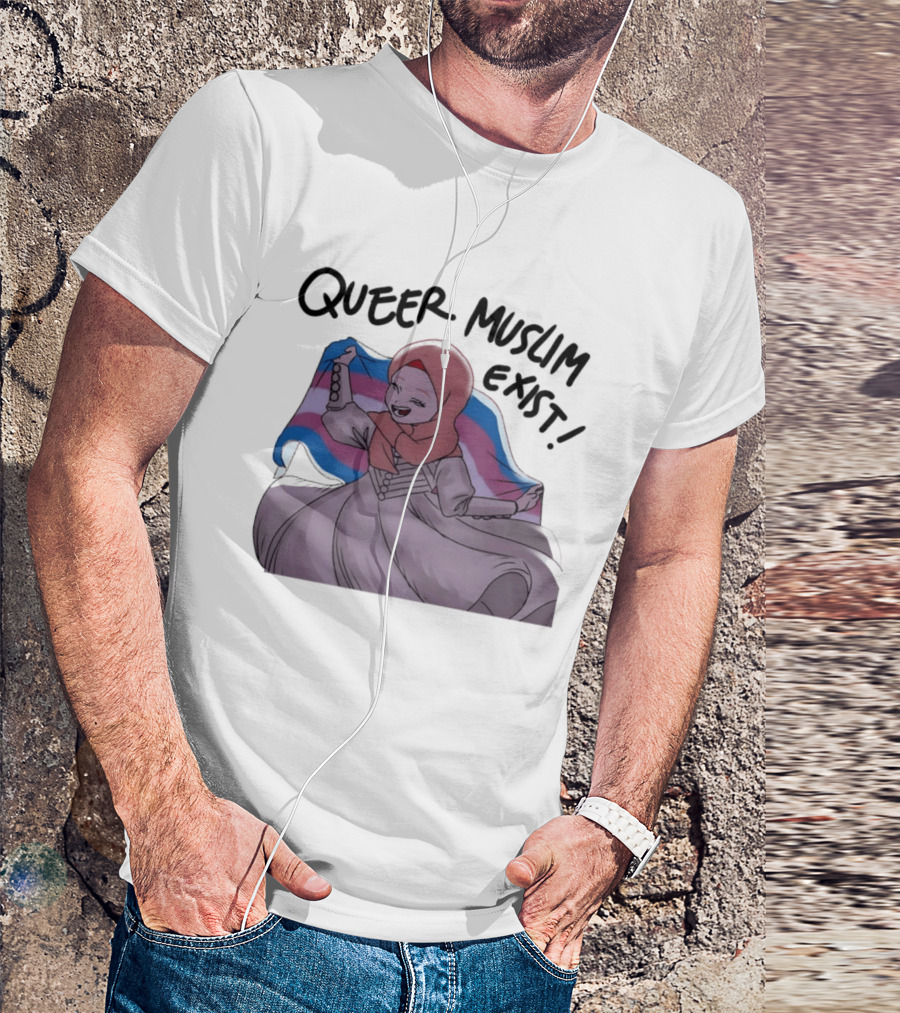 Queer Muslim Exist Transgender Flag Hijab Representation T-Shirt