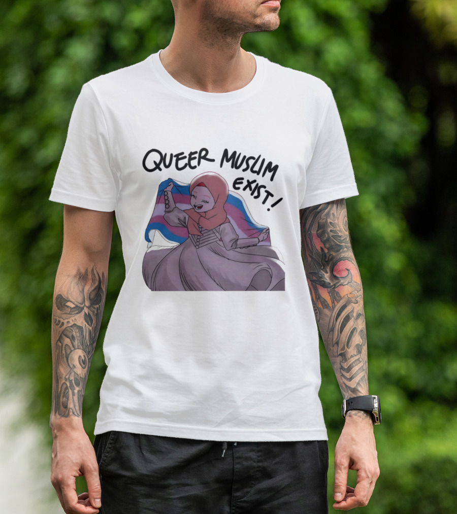 Queer Muslim Exist Transgender Flag Hijab Representation T-Shirt