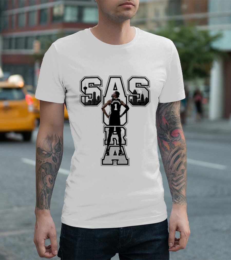 San Antonio SAS Aura Victor Wembanyama Basketball Skyline T-Shirt