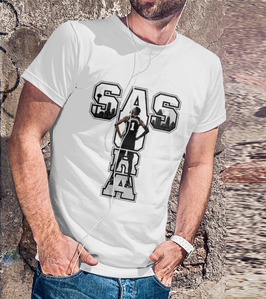 San Antonio SAS Aura Victor Wembanyama Basketball Skyline T-Shirt