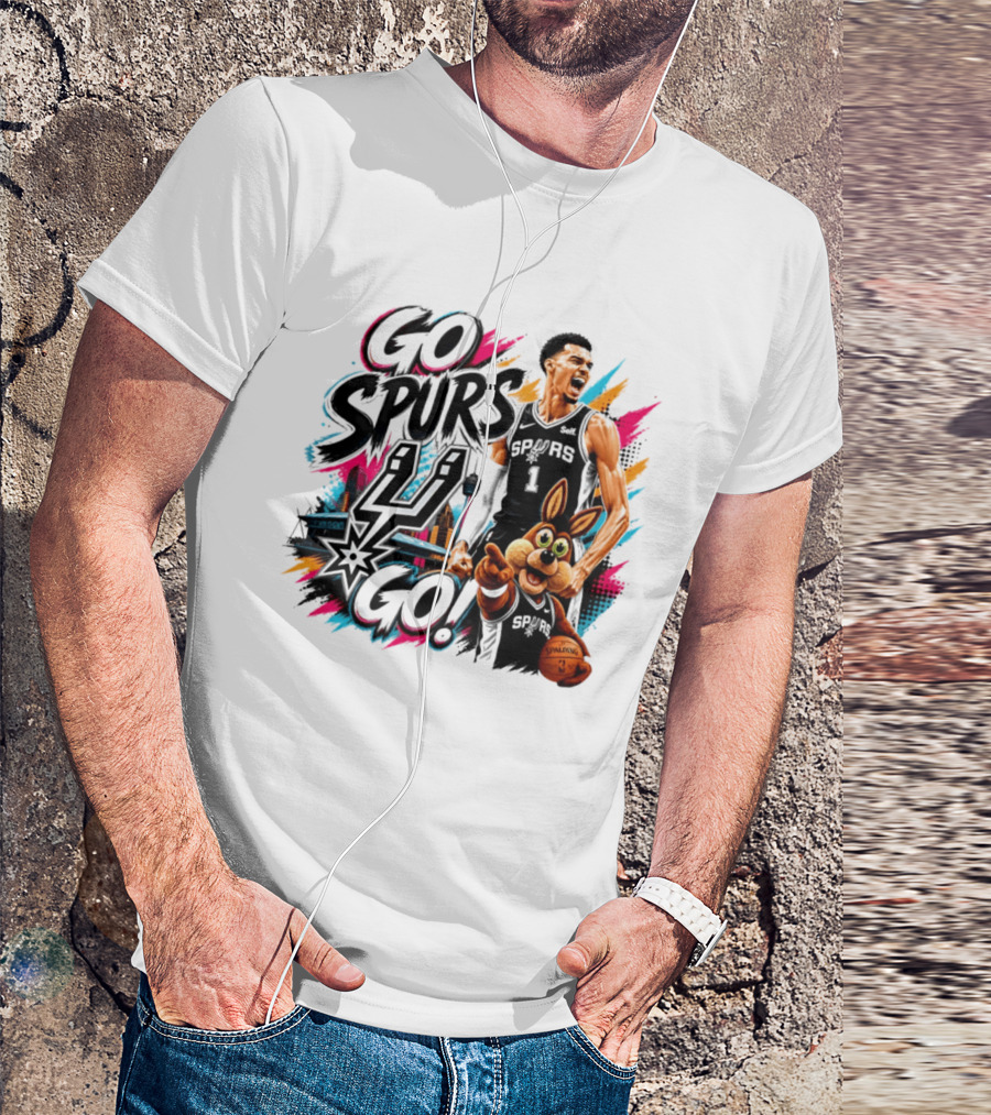 Go Spurs Go San Antonio Spurs Victor Wembanyama City Skyline T-Shirt