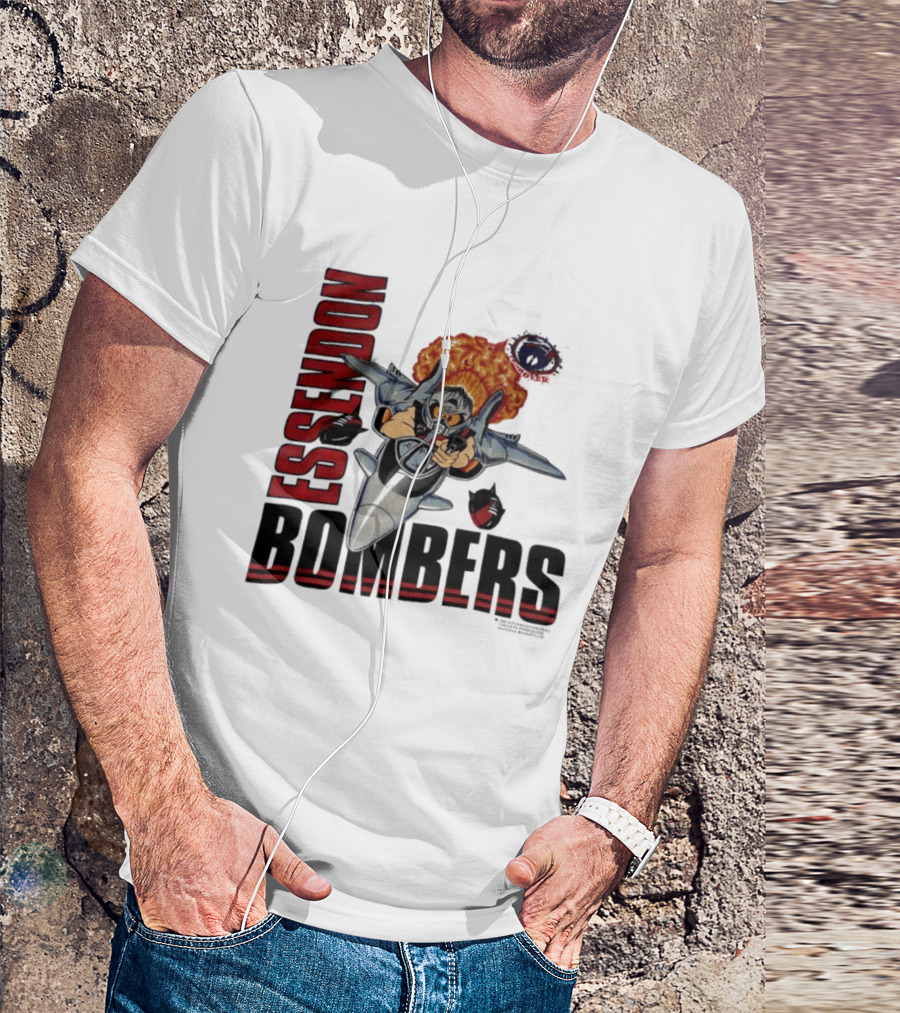 Essendon Bombers Fighter Jet Character Vintage 1992 T-Shirt