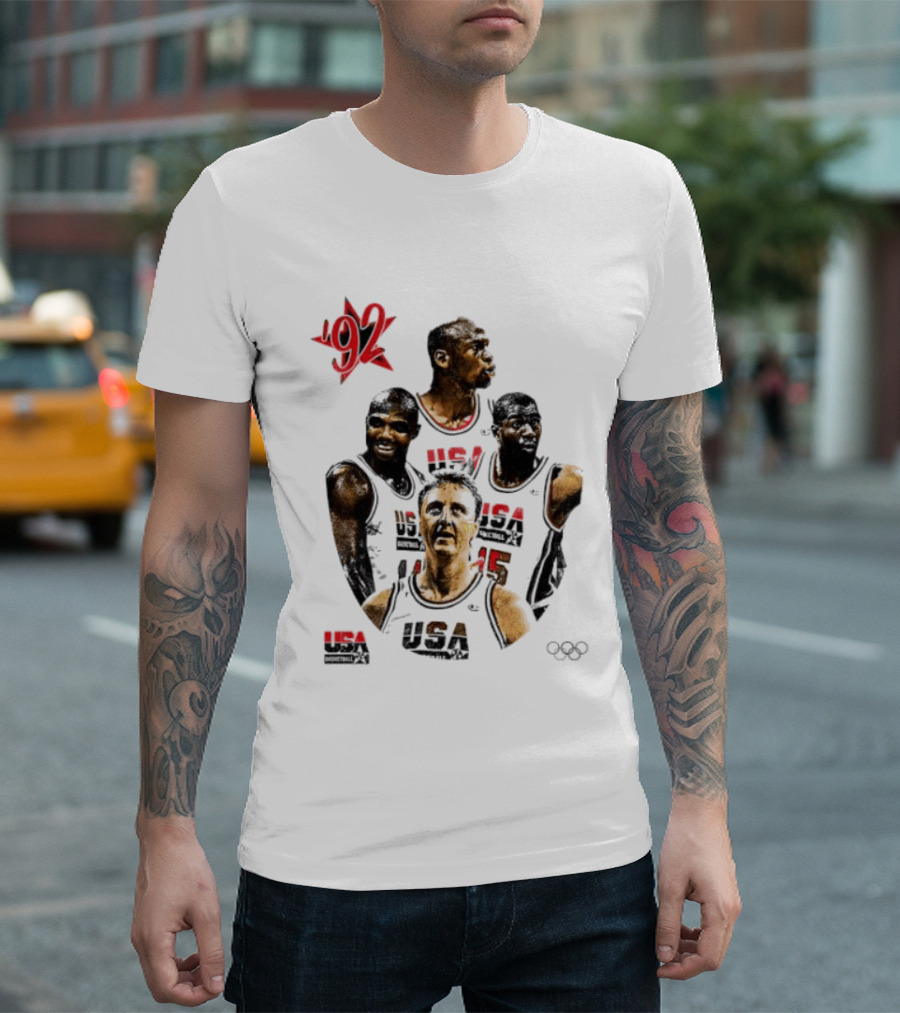 Jordan Charles Barkley Magic Johnson Larry Bird 1992 USA Basketball Dream Team T-Shirt