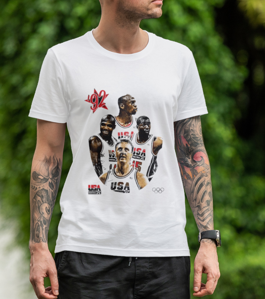 Jordan Charles Barkley Magic Johnson Larry Bird 1992 USA Basketball Dream Team T-Shirt