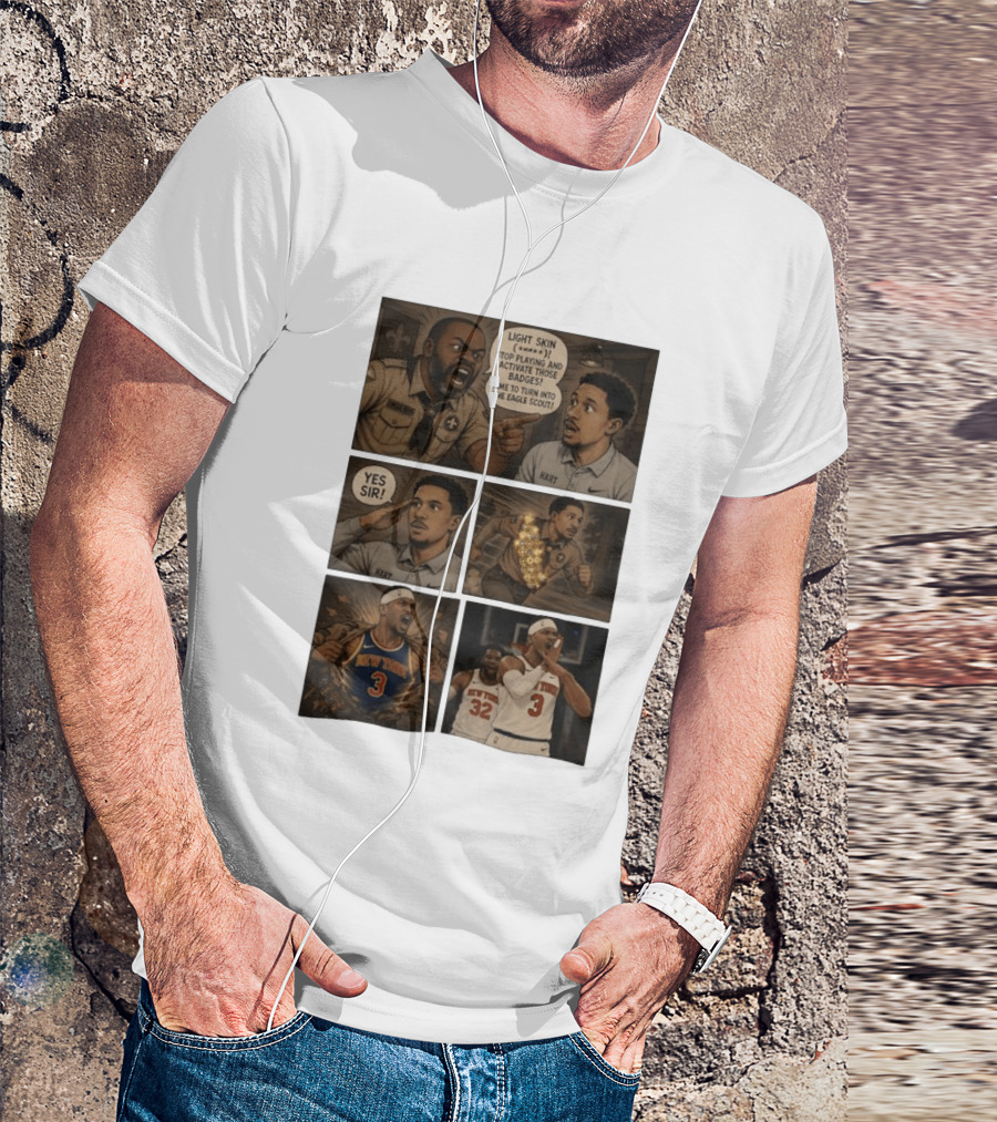 New York Knicks Josh Hart Light Skin Activate Badges Basketball Comic T-Shirt