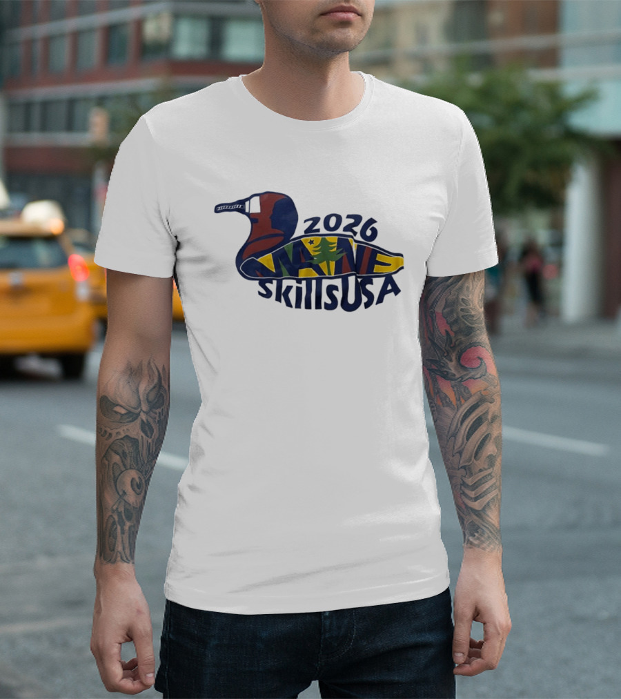 Maine 2026 SkillsUSA Loon Silhouette With State Flag T-Shirt