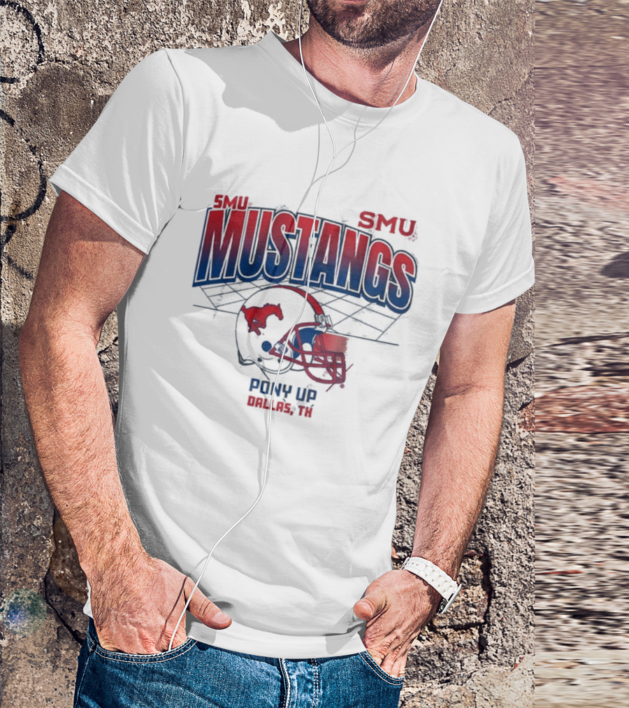 SMU Mustangs Pony Up Dallas Texas Football Helmet T-Shirt