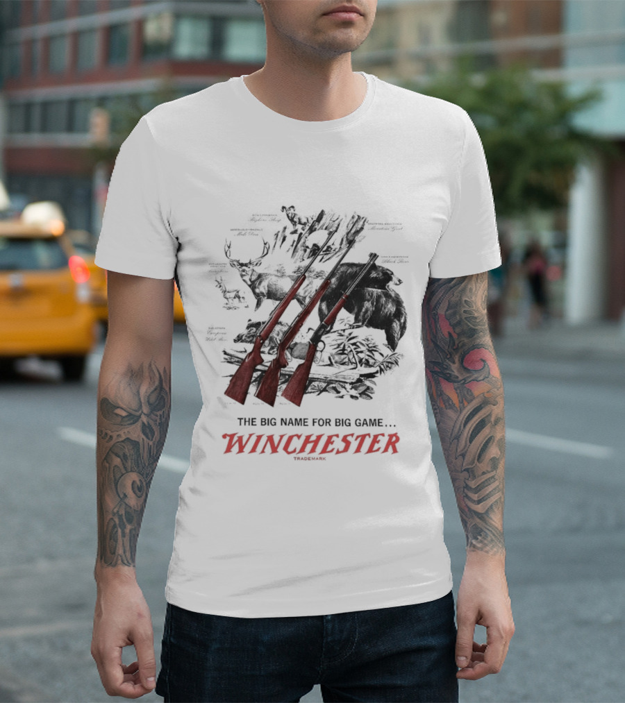 The Big Name For Big Game Winchester Heavyweight Three Rifles T-Shirt