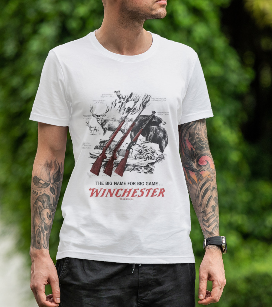 The Big Name For Big Game Winchester Heavyweight Three Rifles T-Shirt