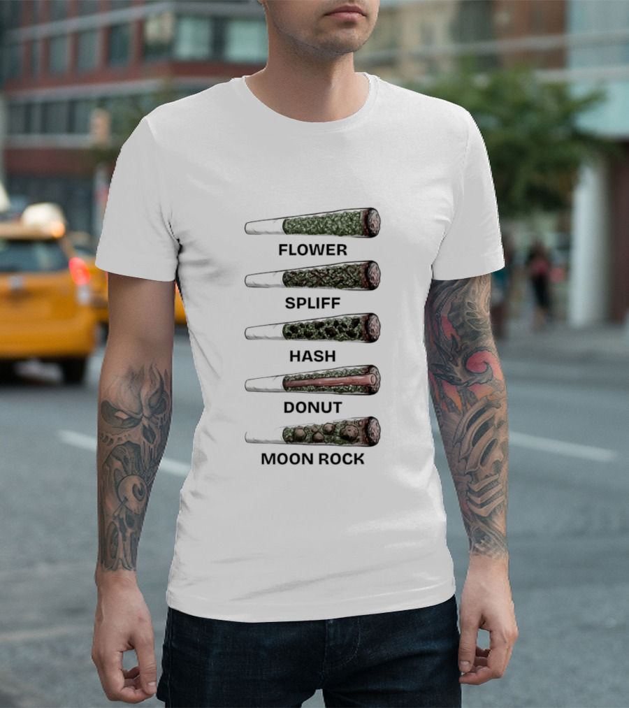 Weed Flower Spliff Hash Donut Moon Rock Smoking Styles T-Shirt
