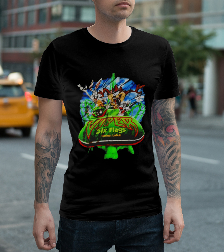 Viper Six Flags Darien Lake Looney Tunes Bugs Bunny Taz Sylvester T-Shirt