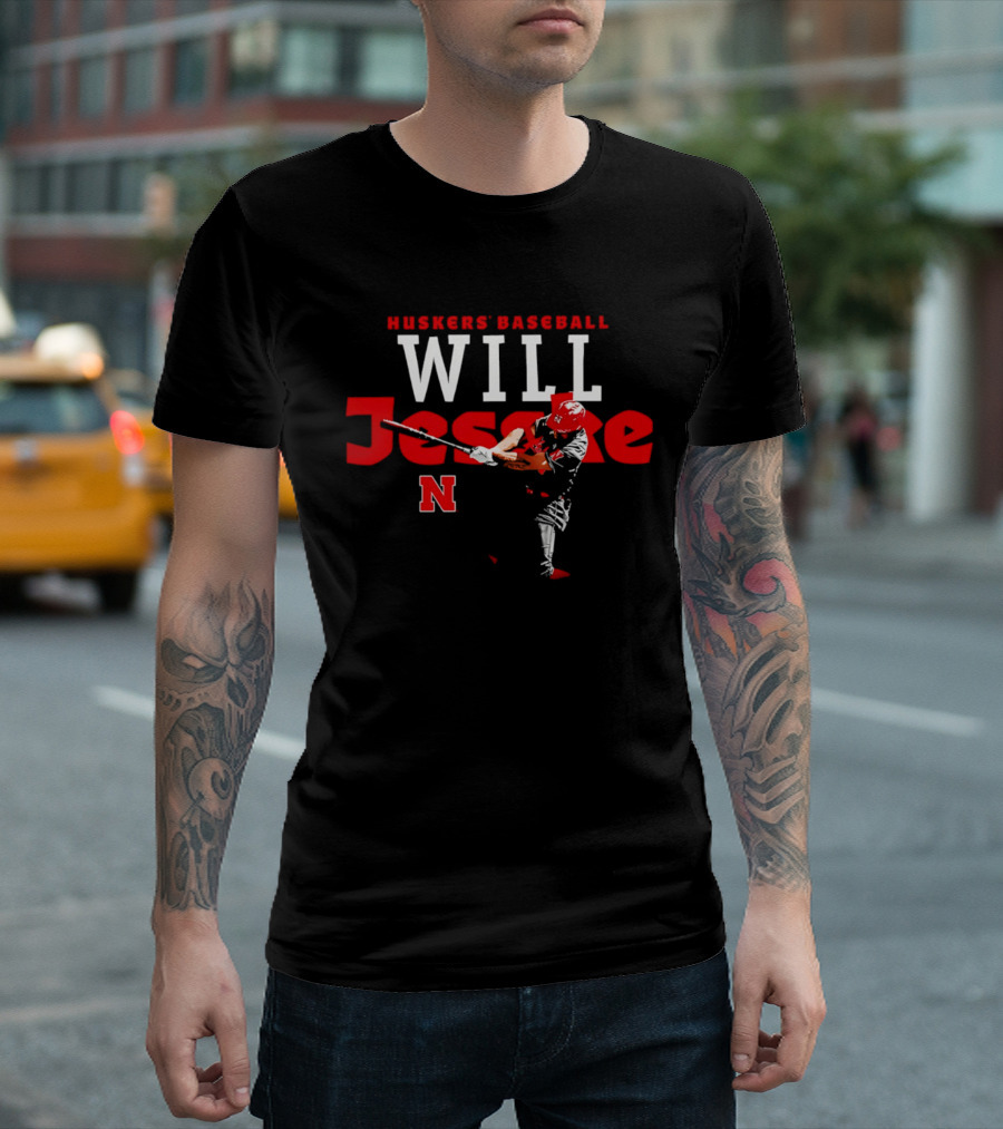 Huskers' Baseball Will Jesske Nebraska N T-Shirt