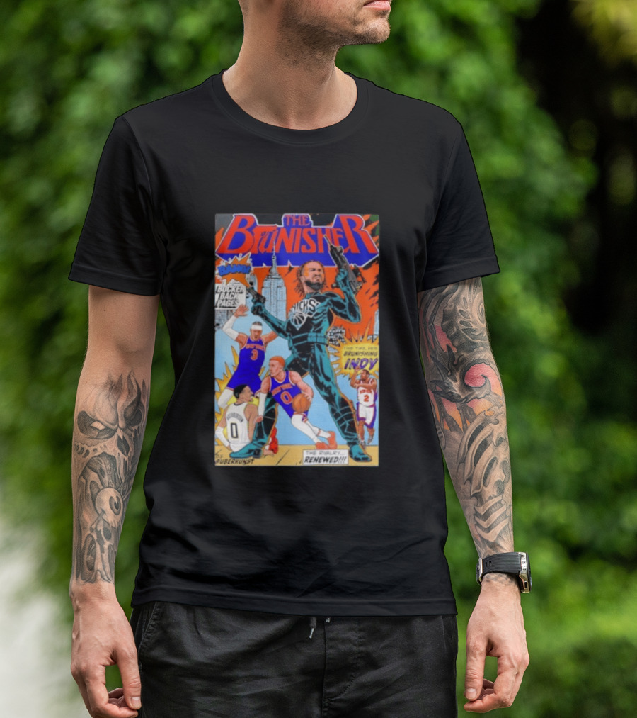 Knicks Comic Crossover The Brunisher Bocker Backpages Featuring Empire State Building T-Shirt