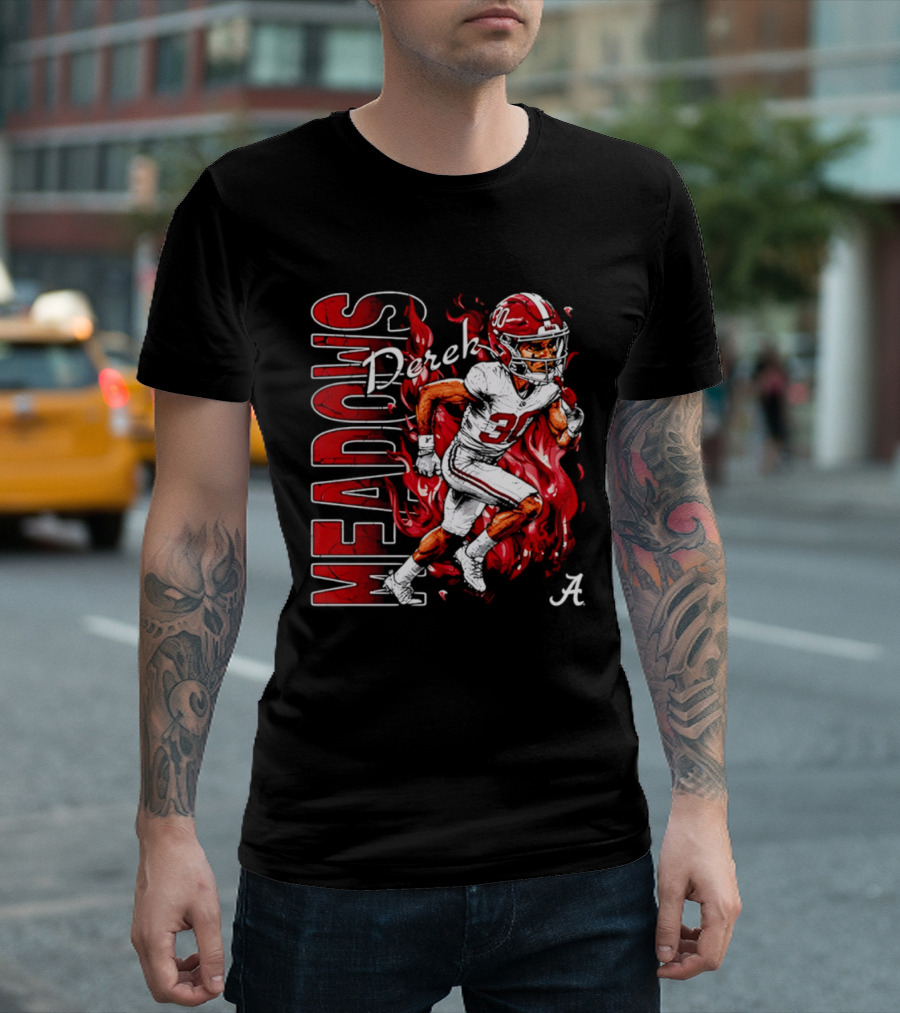 Derek Meadows Alabama Football NCAA Caricature Crimson Tide Player No. 30 T-Shirt