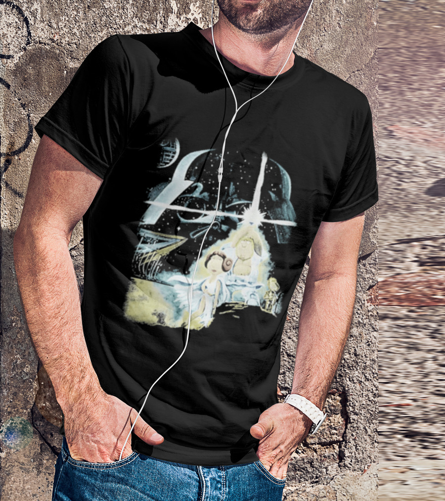 Star Wars Family Guy Princess Leia Lightsaber Spaceship Moon T-Shirt
