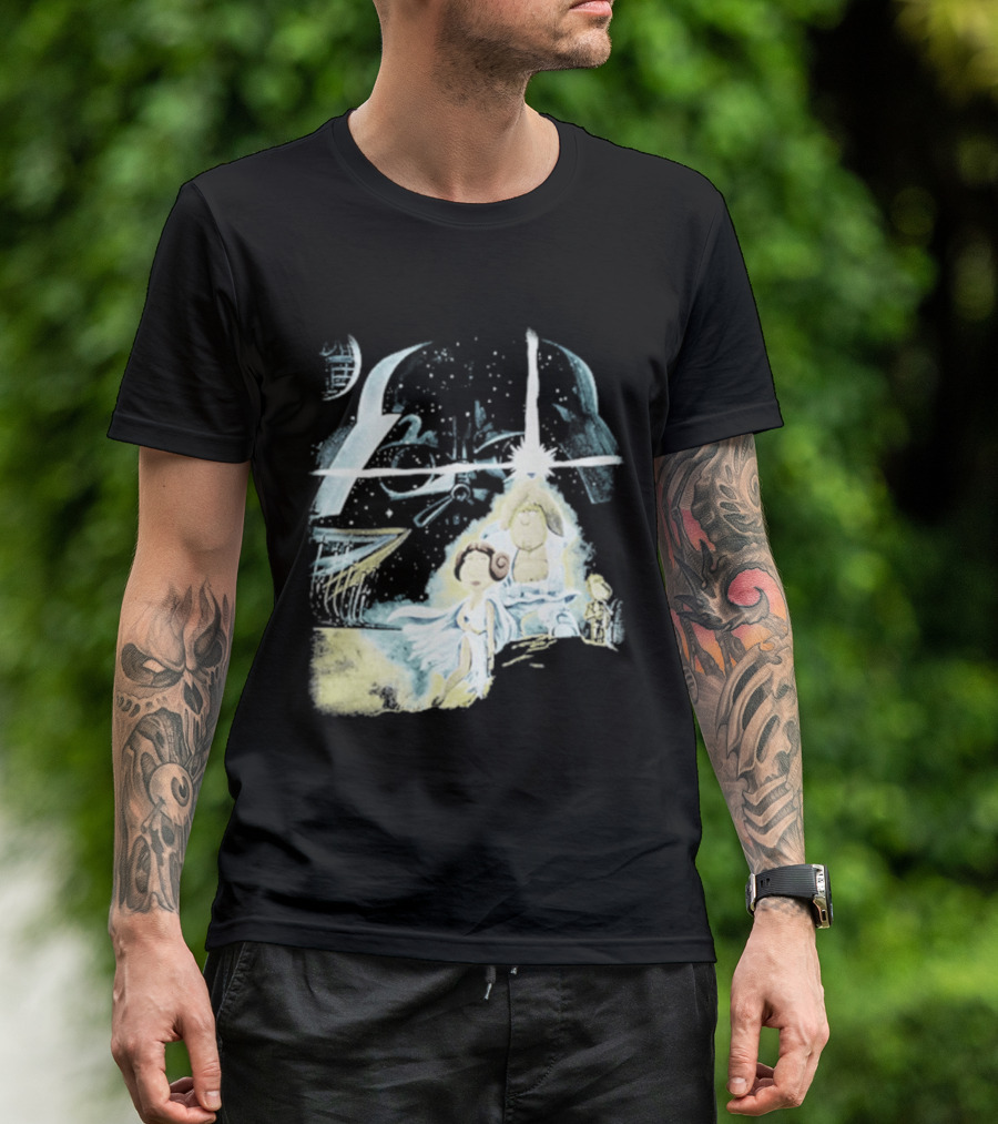 Star Wars Family Guy Princess Leia Lightsaber Spaceship Moon T-Shirt