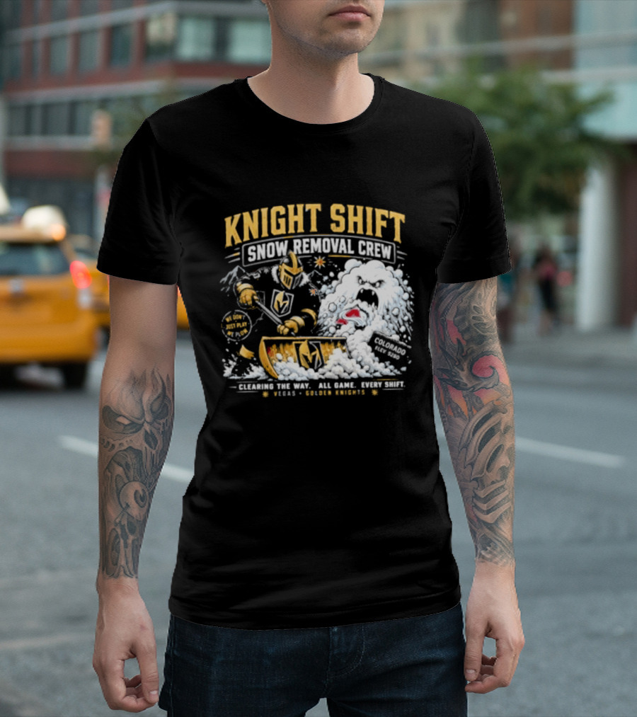 Vegas Golden Knights Knight Shift Snow Removal Crew Vs Colorado Avalanche Snow Battle T-Shirt