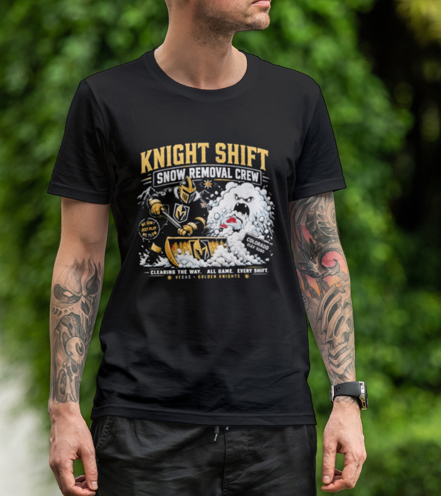 Vegas Golden Knights Knight Shift Snow Removal Crew Vs Colorado Avalanche Snow Battle T-Shirt