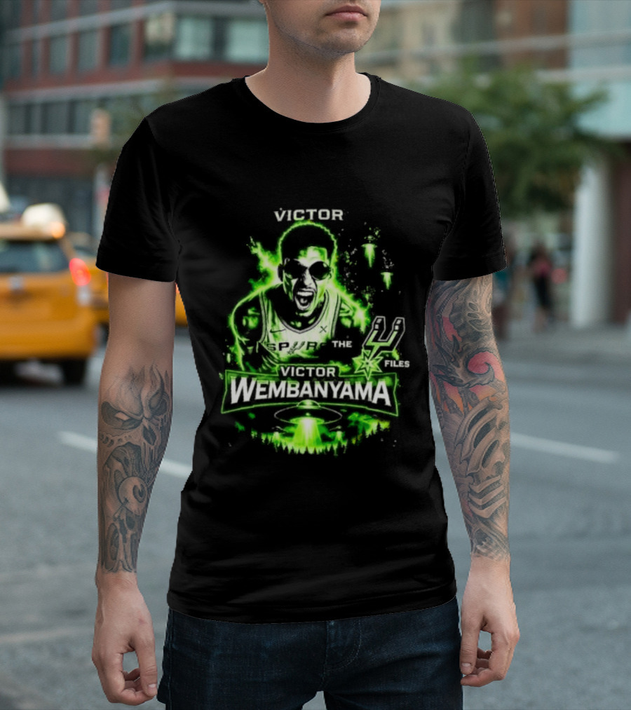 Victor Wembanyama Spurs Alien UFO Basketball 1 21 Timely Files T-Shirt