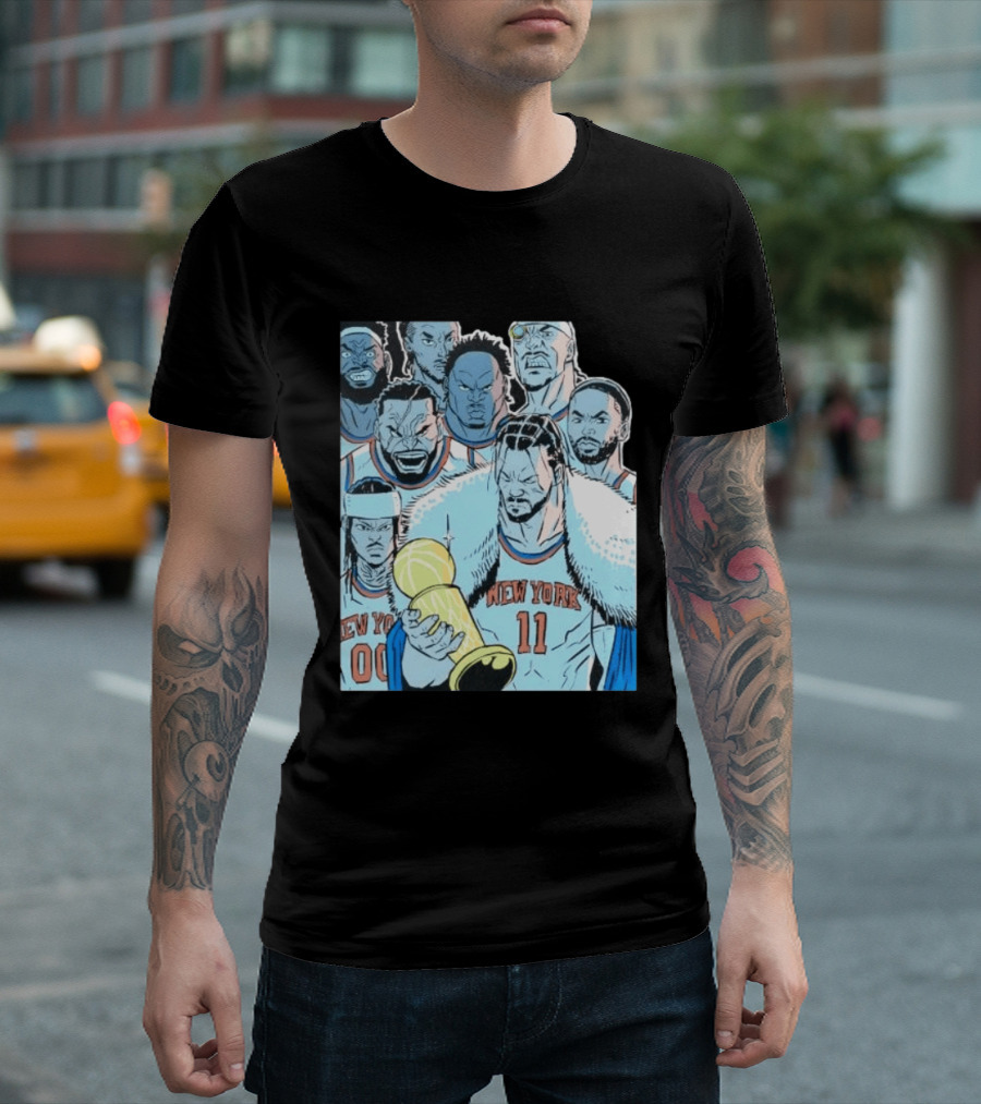 New York Knicks 2026 Invincible Indefensible Trophy Comic Style Basketball Team T-Shirt