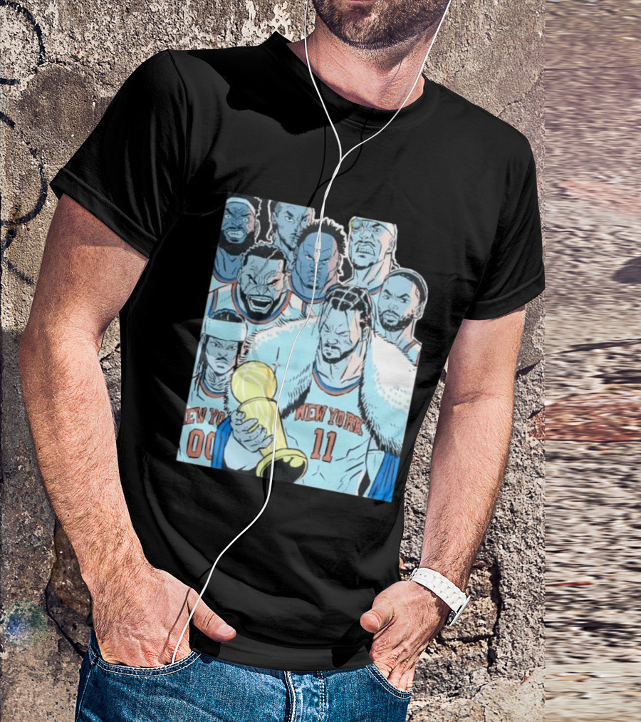 New York Knicks 2026 Invincible Indefensible Trophy Comic Style Basketball Team T-Shirt