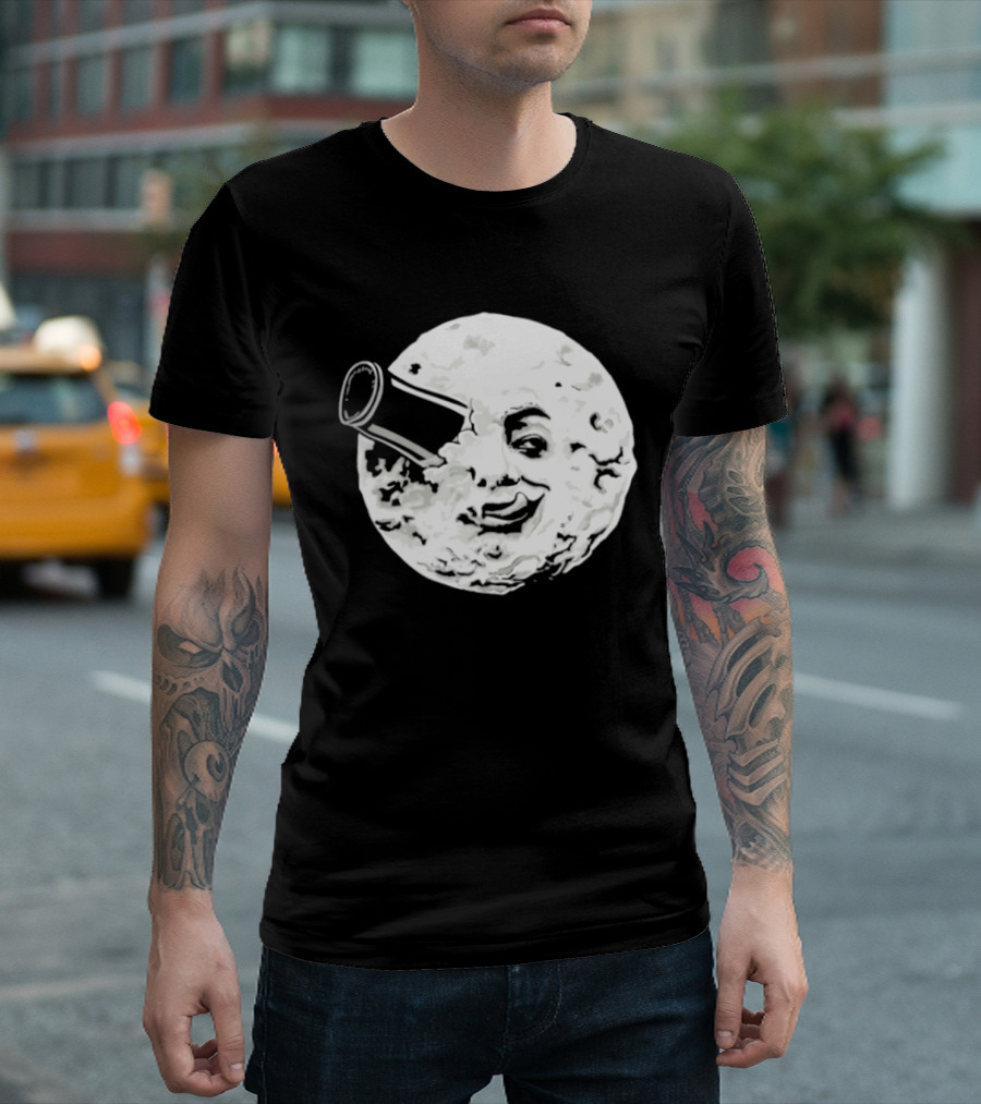 A Creamy Trip To The Moon Face Icon Rocket Classic Vintage Movie Scene T-Shirt