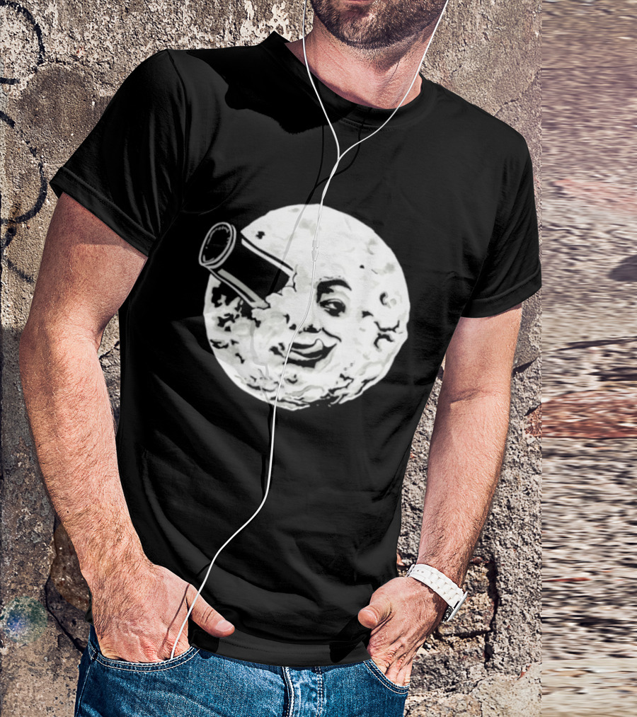 A Creamy Trip To The Moon Face Icon Rocket Classic Vintage Movie Scene T-Shirt
