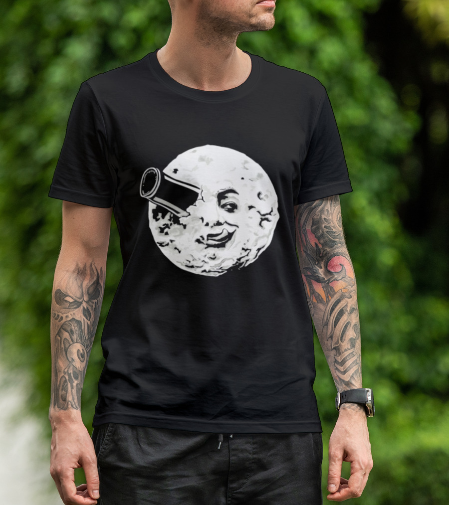 A Creamy Trip To The Moon Face Icon Rocket Classic Vintage Movie Scene T-Shirt