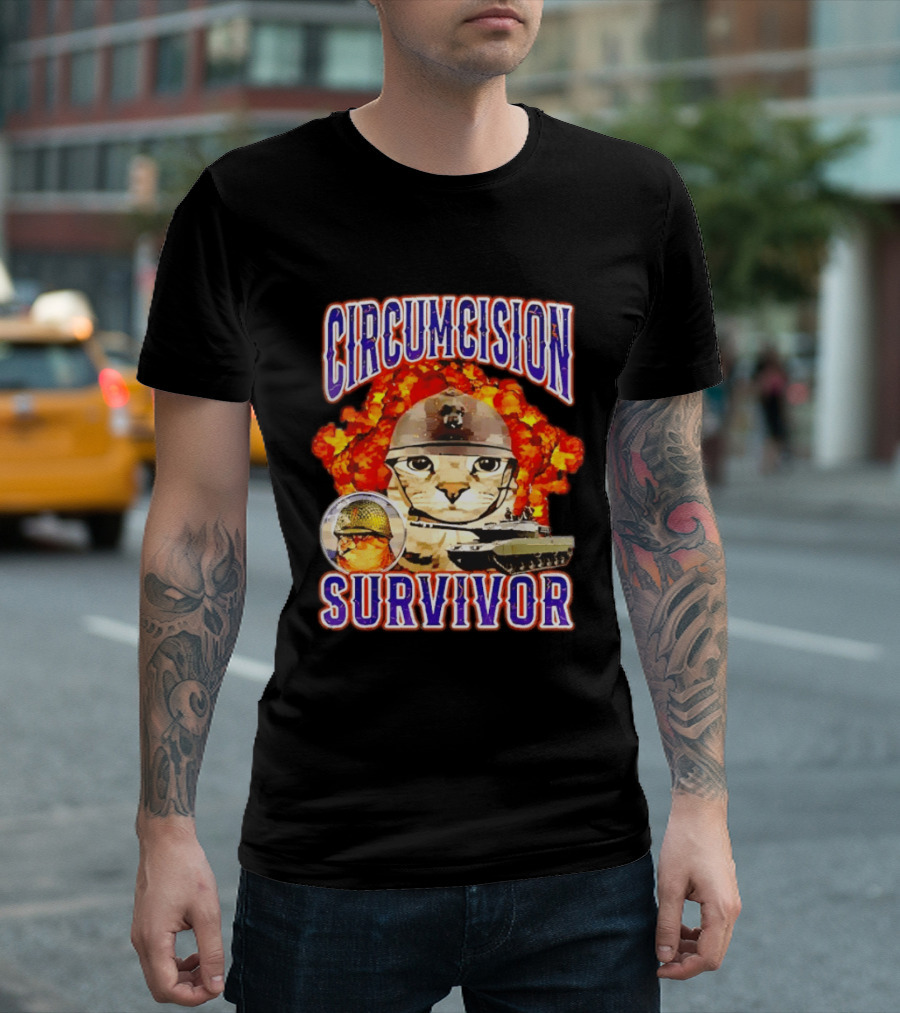 Circumcision Survivor Cat Explosion Tank Helmet T-Shirt