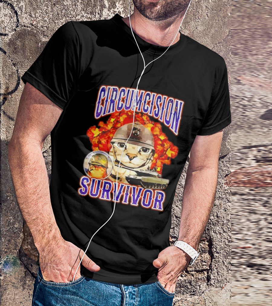 Circumcision Survivor Cat Explosion Tank Helmet T-Shirt