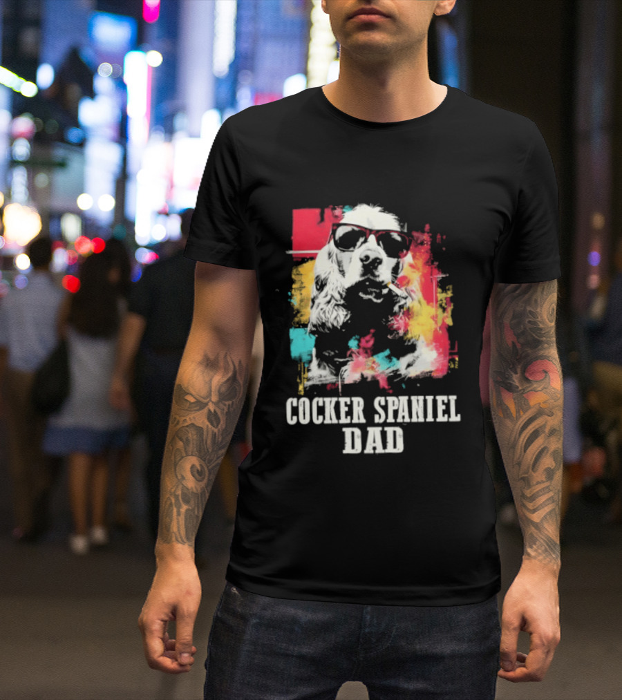 Cocker Spaniel Dad Colorful Sunglasses Father's Day 2026 T-Shirt