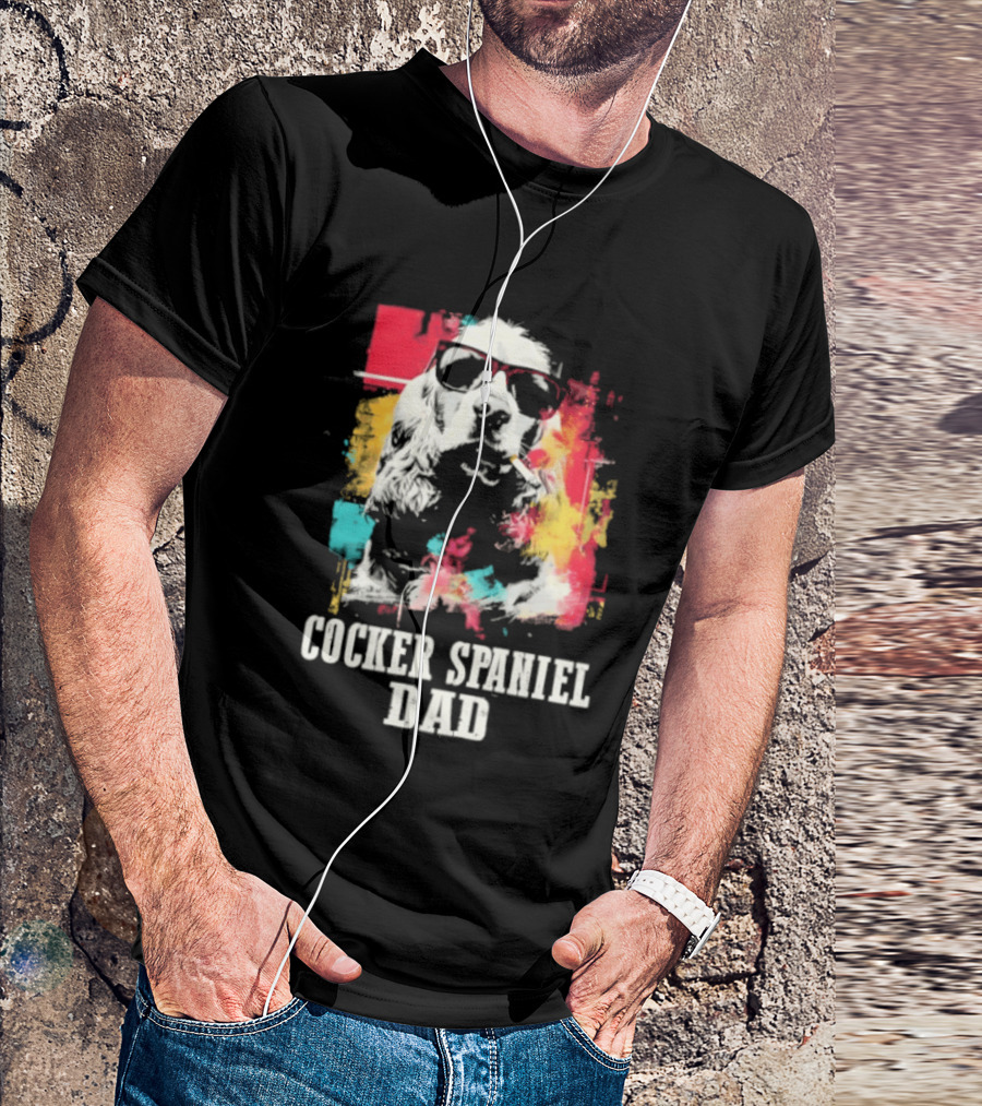 Cocker Spaniel Dad Colorful Sunglasses Father's Day 2026 T-Shirt