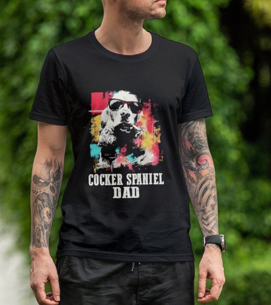 Cocker Spaniel Dad Colorful Sunglasses Father's Day 2026 T-Shirt