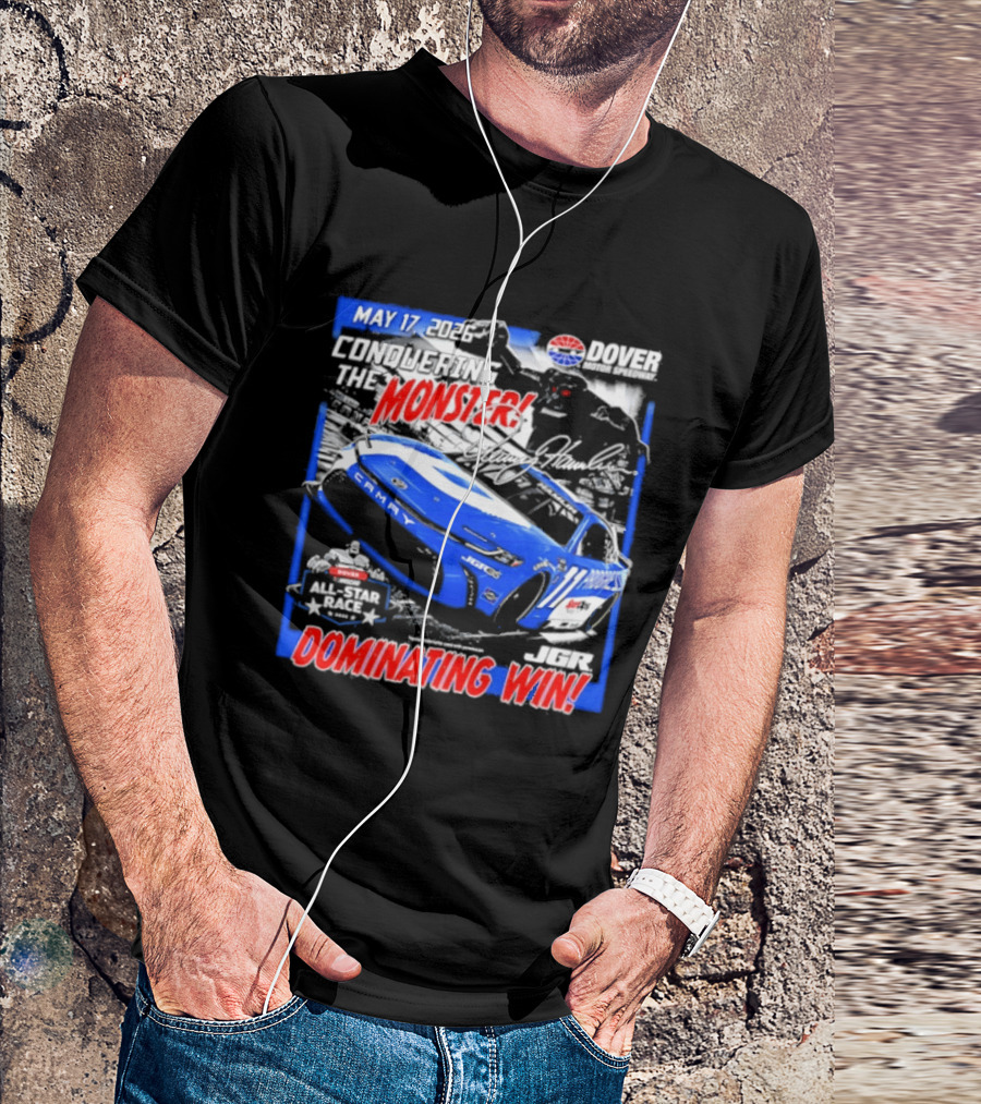 Denny Hamlin May 17 All Star Monster Dominating Win NASCAR Race Autographed T-Shirt
