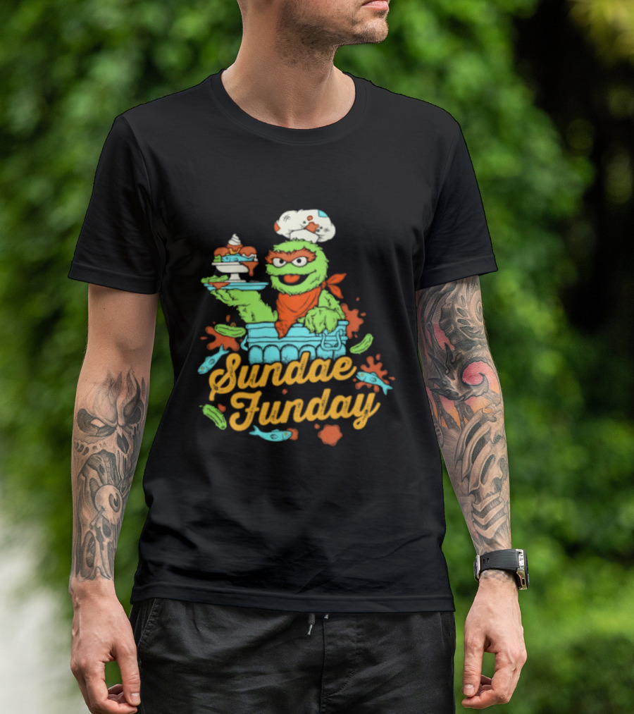 Oscar The Grouch Sundae Funday Chef Hat Dessert Landfill T-Shirt