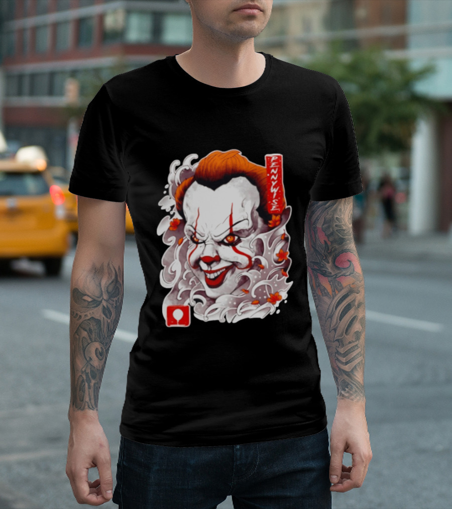 Pennywise Creepy Clown Big Head Horror It Movie Iconic Scary Face Balloon T-Shirt