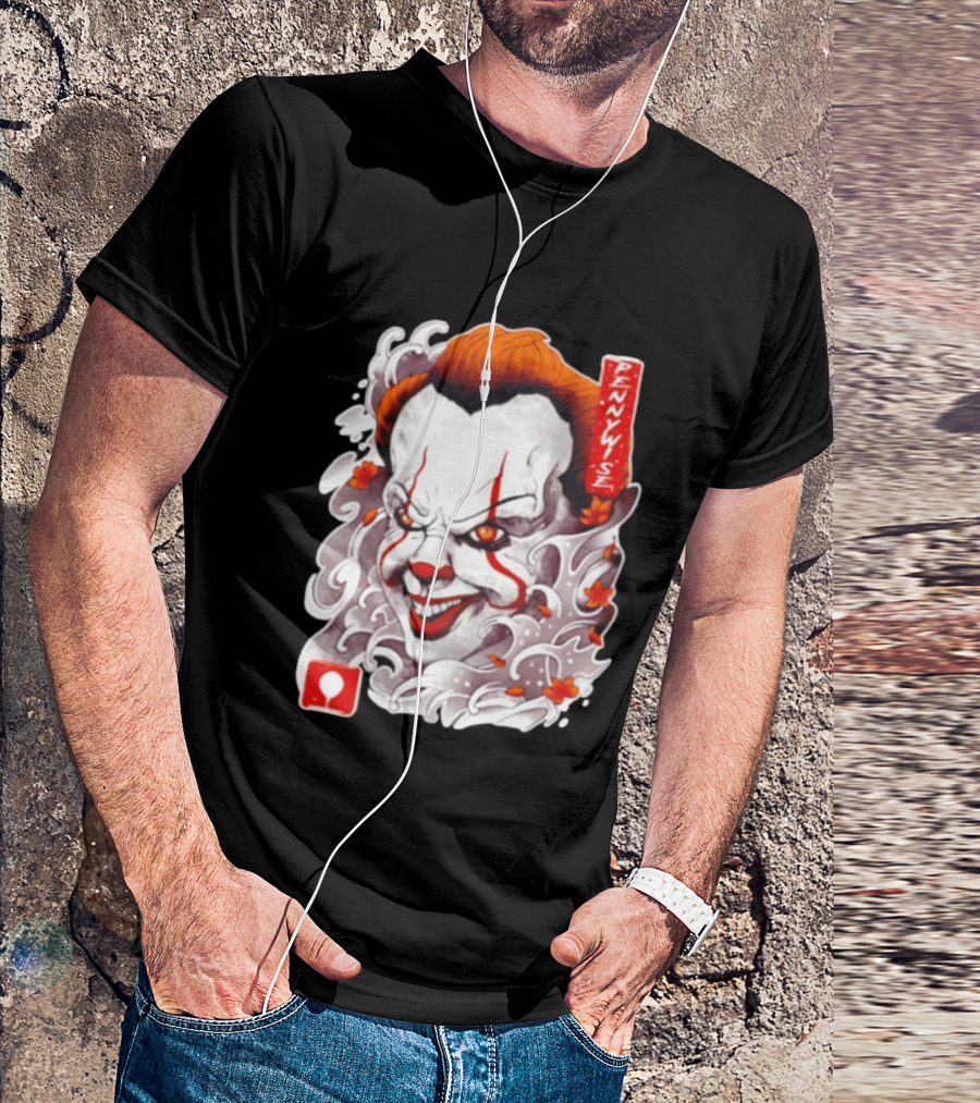 Pennywise Creepy Clown Big Head Horror It Movie Iconic Scary Face Balloon T-Shirt