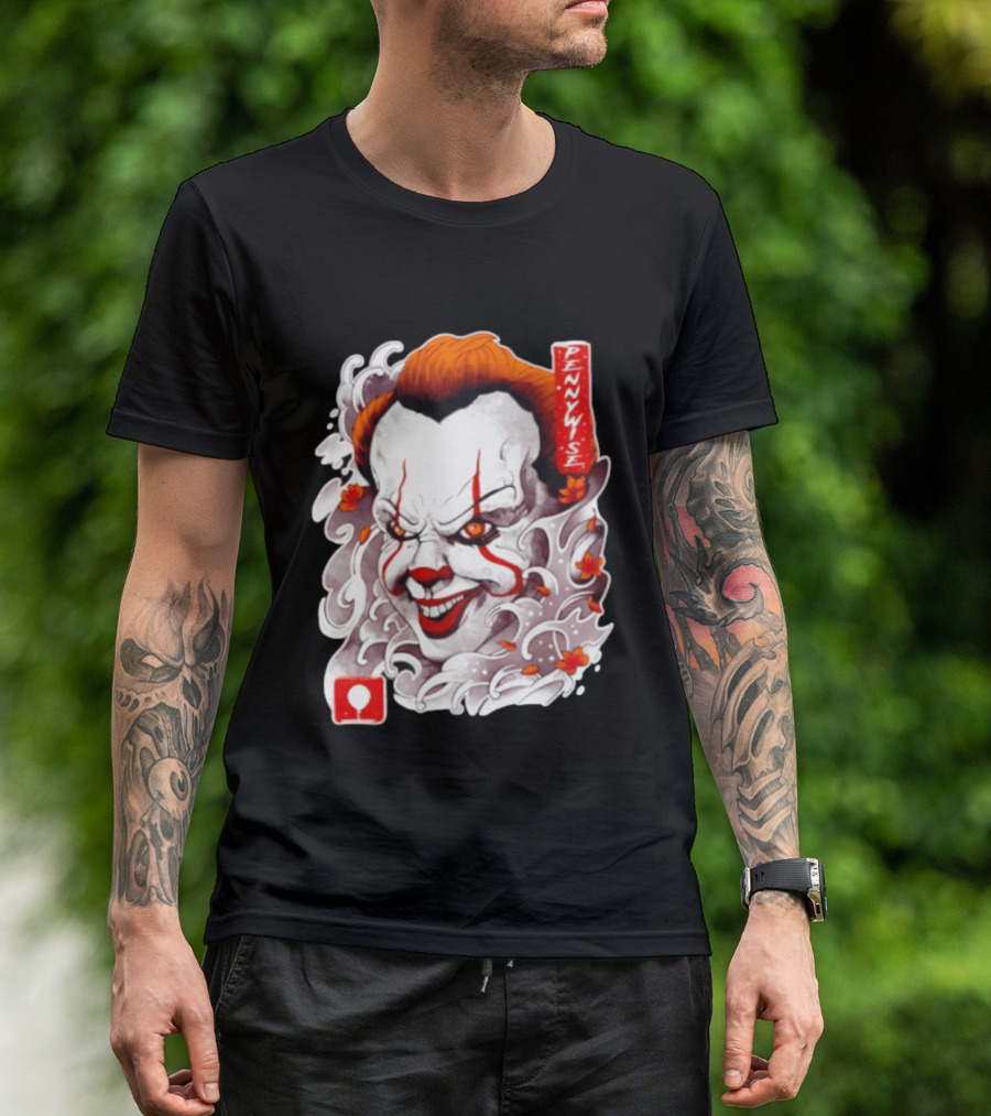 Pennywise Creepy Clown Big Head Horror It Movie Iconic Scary Face Balloon T-Shirt