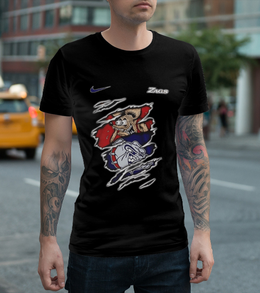 Gonzaga Bulldogs Rat Fink Nike Zags Built Not To Bow T-Shirt