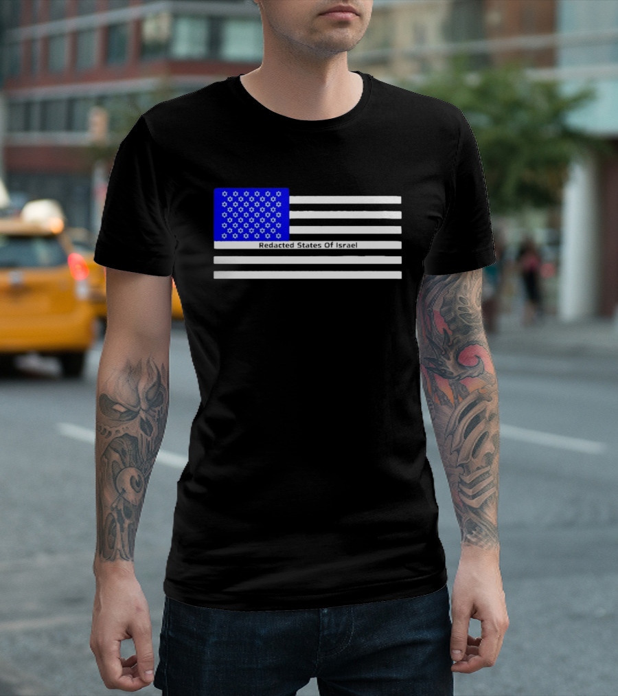 Redacted States Of Israel Flag With Stars And Stripes T-Shirt