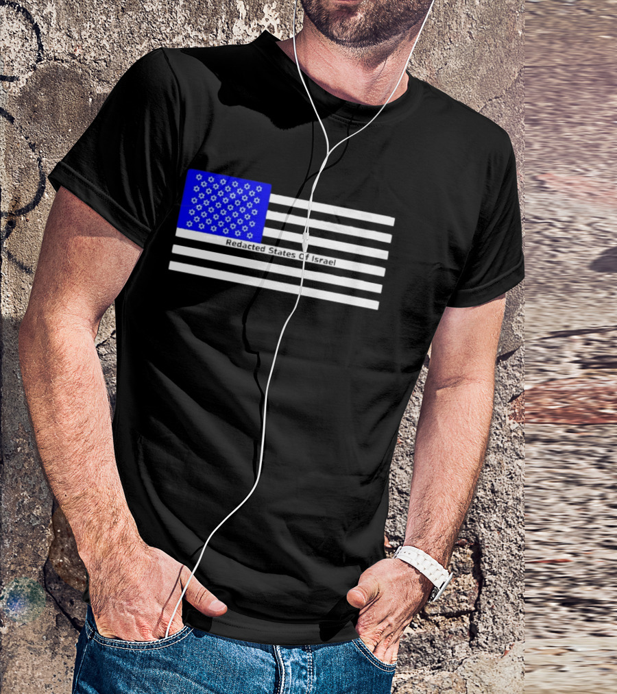 Redacted States Of Israel Flag With Stars And Stripes T-Shirt