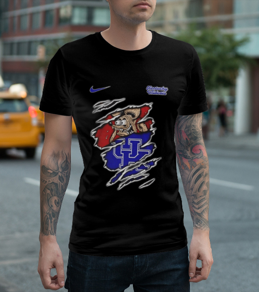 Kentucky Wildcats NCAA Nike Rat Fink Built Not To Bow Double Sided T-Shirt