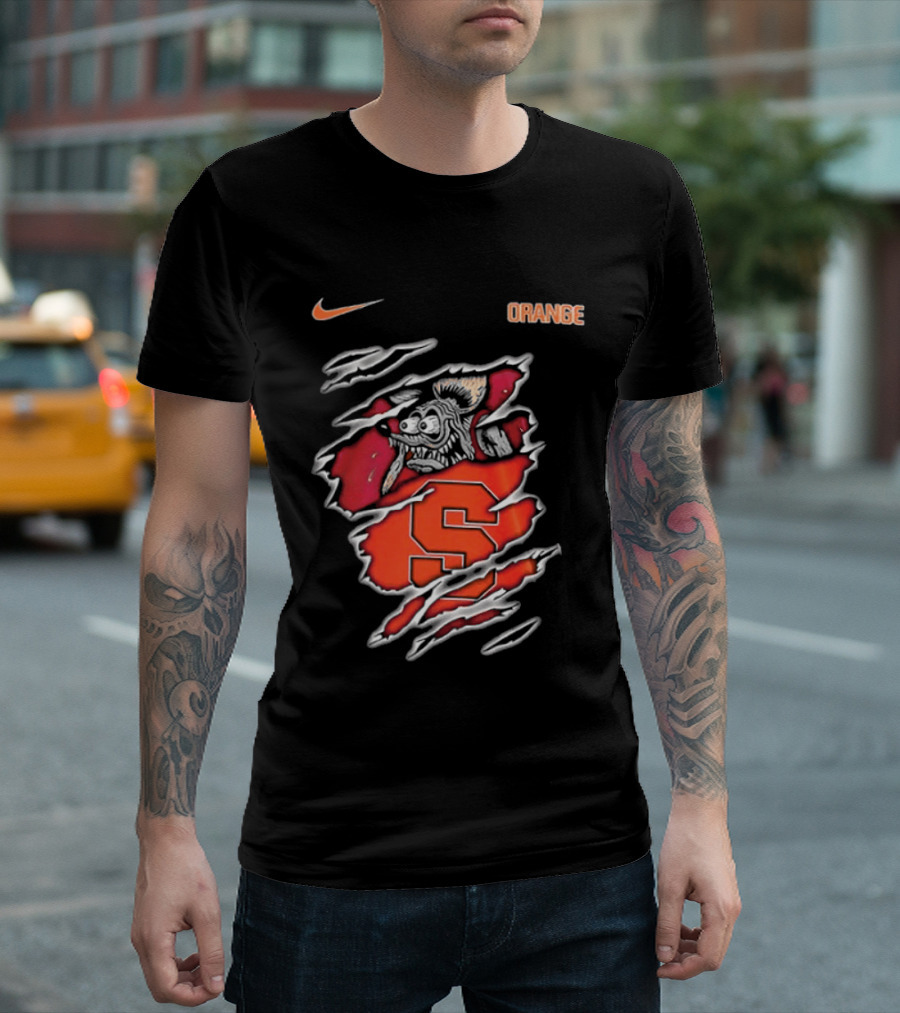 Nike Syracuse Orange S Logo Rat Fink Built To Not Bow T-Shirt