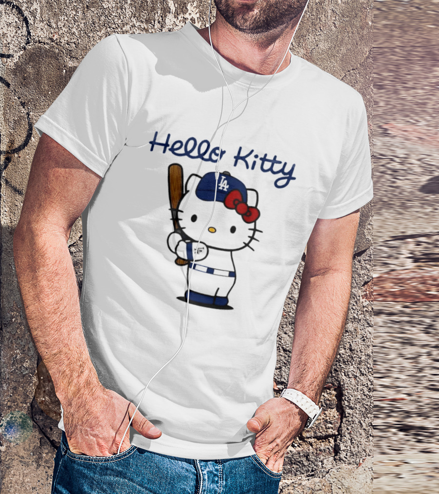 Hello Kitty Los Angeles Dodgers MLB Baseball Player T-Shirt