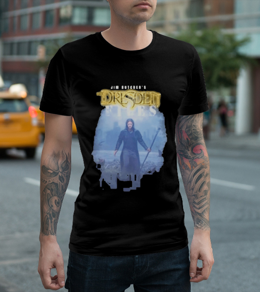 Jim Butcher's Dresden Files Man Holding Staff T-Shirt